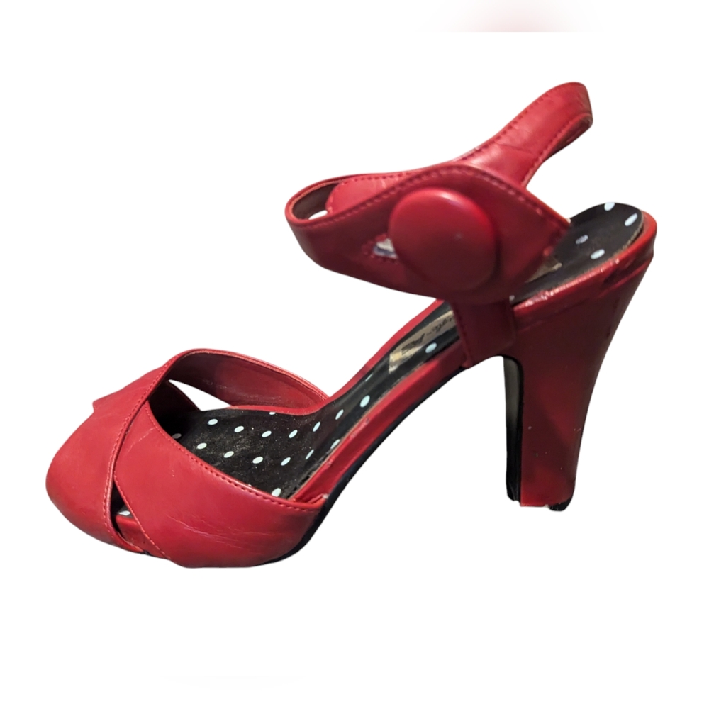 American Eagle Red Slingback Heels Strappy Summer